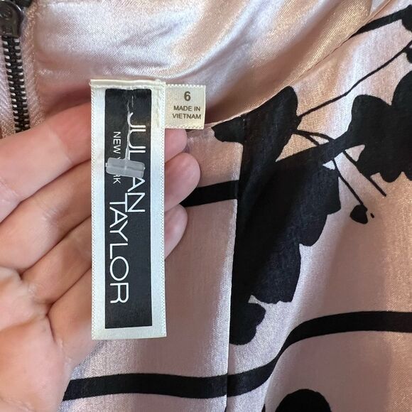 Julian Taylor Millennial Blush Pink and Black Fit and Flare Dress Size 6. … - Picture 3 of 6